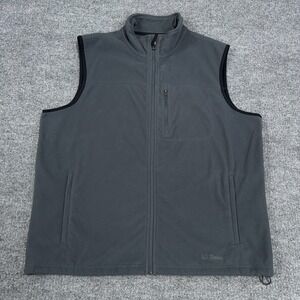 LL Bean Vest Mens L Gray Fleece Windstopper Full Zip Pockets Windproof *Logo*